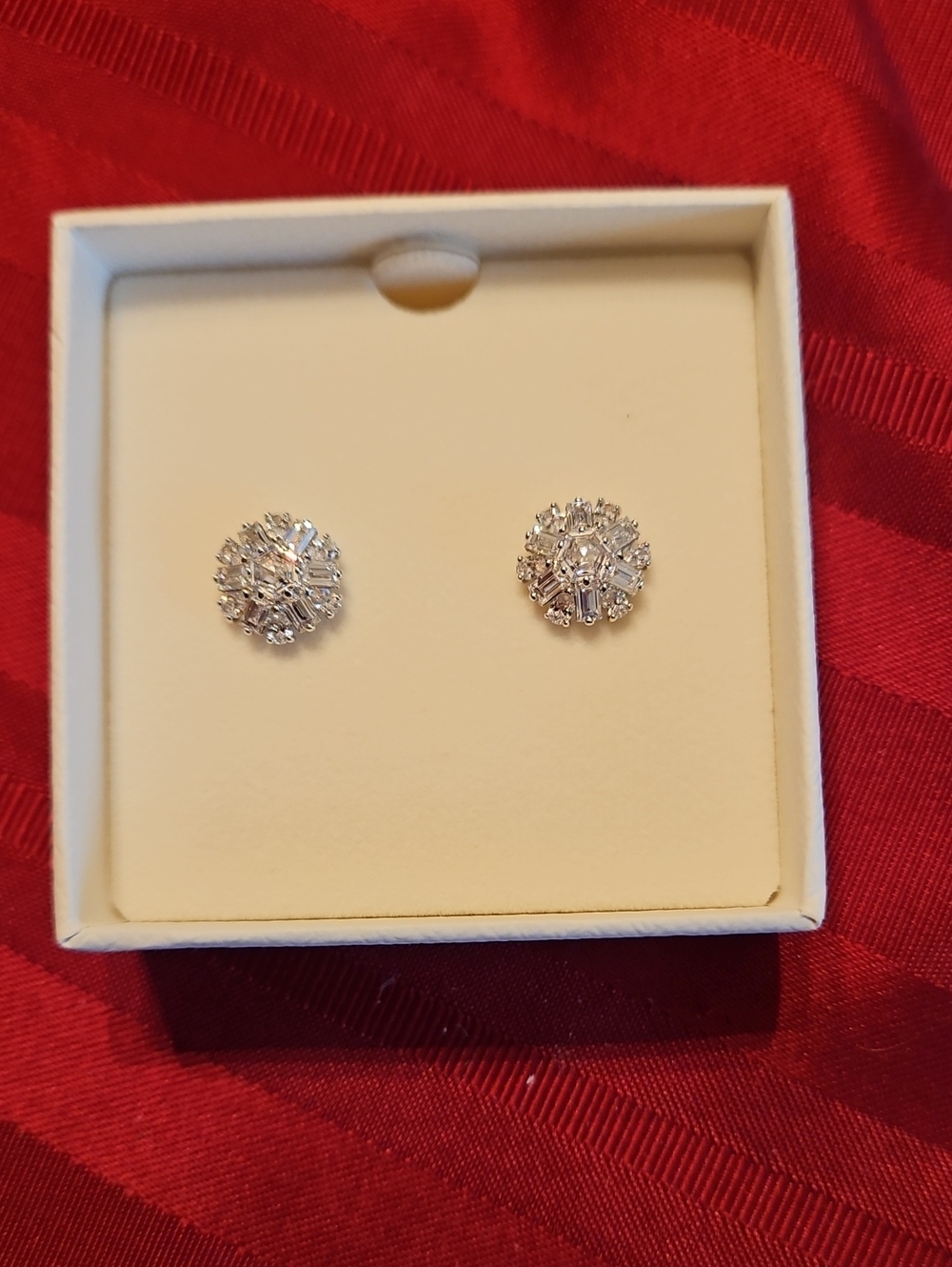 Swarovski Silver Crystal Cluster Stud Earrings - Sparkling Round Design